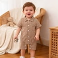 thumbnail image 4 of JUMEYU Summer Newborn Romper Baby Boy Unisex Baby Soft Short Sleeve Romper Jumpsuits Sleep and Play 0 3 6 9 12 18 24 Months (Brown,6-12 Months), 4 of 4