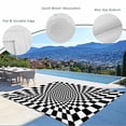 thumbnail image 3 of Black White Plaid Outdoor Rug for Patio/Deck/Porch, Non-Slip Large Area Rug 4 x 6 Ft, Modern Abstract Checkered Striped Indoor Outdoor Rugs Washable Area Rugs, Reversible Camping Rug Carpet Runner, 3 of 8