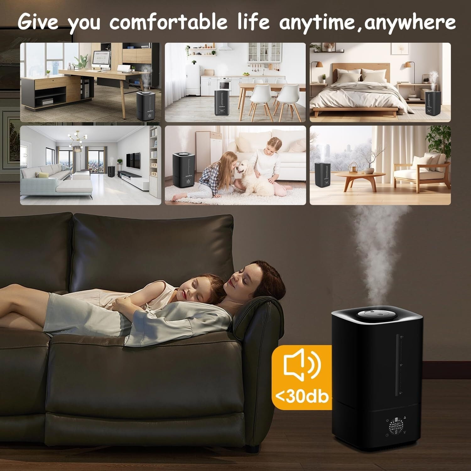 JXW Bedroom Humidifier for Adults, Cool Mist Humidifier for Baby and Plants