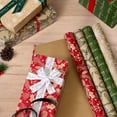 thumbnail image 2 of ThrottleT Vintage Recyclable Christmas Wrapping Paper Rolls, Brown Kraft Wrapping Paper with Red and Green Pattern, Holiday Gift Wrapping Paper Christmas Rolls, 17x120 inch, 4 Rolls, 2 of 7
