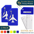 thumbnail image 1 of Etiquetas de equipaje de silicona ComfiTime Aprobadas por la TSA Bolsa de 2 Azul, 1 of 11