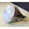 thumbnail image 3 of Rainbow Moonstone Mens Ring, Natural Blue Fire Rainbow Moonstone, Silver Jewelry, 925 Silver Ring, Birthday Gift, Heavy Mens Ring, Arabic Design, Ottoman Style Ring, Christmas, Turkey Mens Signet Ring, 3 of 6