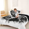 thumbnail image 4 of Manfei Rustic Wolves Full Size Comforter Sets,Ink Wash Print Bedding Comforter Set,White Black,Black Reversible,3pcs,1 Comforter and 2 Pillowcases, 4 of 7