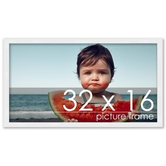 32x16 Frame White Complete Wood Picture Frame with UV Acrylic, Foam Board Backing, & Hardware