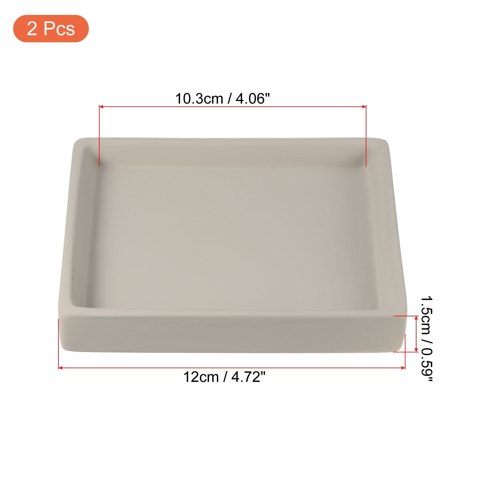 Unique Bargains Ceramic Square Planter Saucer Flower Drip Tray Coaster, 2 Pack Gray 5"