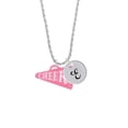 thumbnail image 2 of Delight Jewelry Acrylic 1.25" Pink Cheer Megaphone Silvertone Script Initial Disc - E - Charm Necklace, 20"+3", 2 of 4