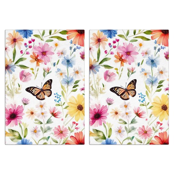 2 Pcs Funny Kitchen Towels,Pioneer Flower and Butterfly Microfiber Dish Towels,Kitchen Tea Towels,Kitchen Towel Set (18" X 26")