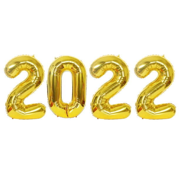 Globo digital de aluminio 2022 para decoración de fiestas de cumpleaños y bodas. Oro