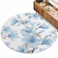 thumbnail image 2 of Round Area Rugs 3.3Ft, Blue Flowers Non-Slip Washable Circle Rugs Carpet, Spring Watercolor Botanical Floral Leaf Plant Indoor Outdoor Rug Floor Mats Throw Runner for Bedroom Living Room Bathroom, 2 of 8
