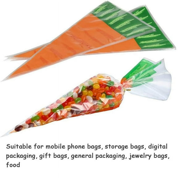 Easter Christmas Carrot Patterned Cone Shaped Treat Bags Triangle Goody