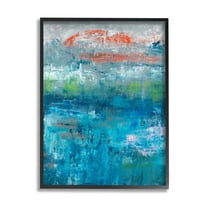 Stupell Industries Detailed Paint Stroke Overlays Deep Blue Red Accent Painting Black Framed Art Print Wall Art, Design by Jeff Iorillo