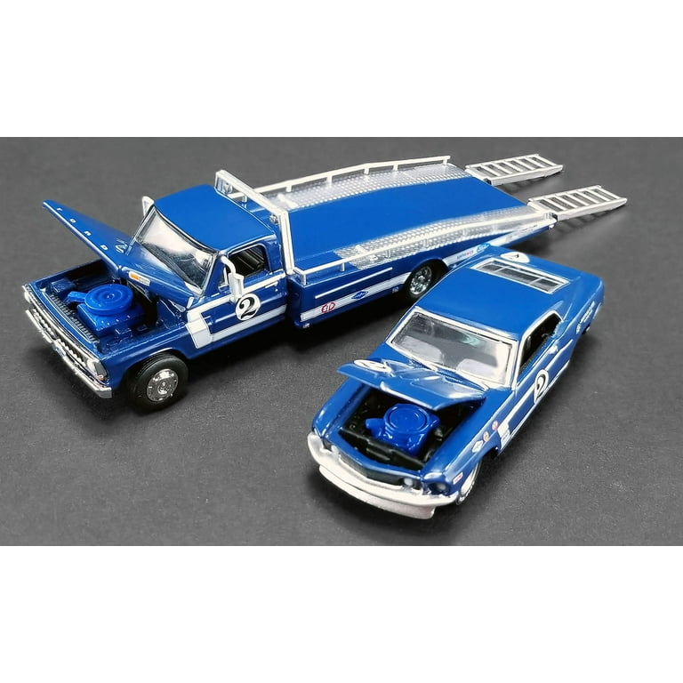 自動車 Dan Gurney Mustang ACME Ford F-350#2 Ramp Truck Blue and 1969 Ford Mustang Boss 302