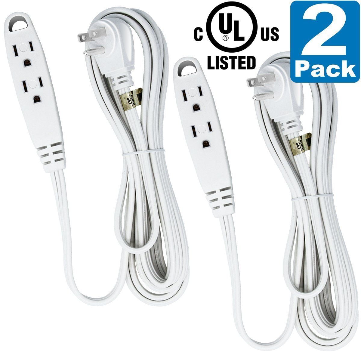 UL Listed ANKO 12-Feet 3 Outlet Extension Cord 16/3 SPT-3; Triple Wire Ground 