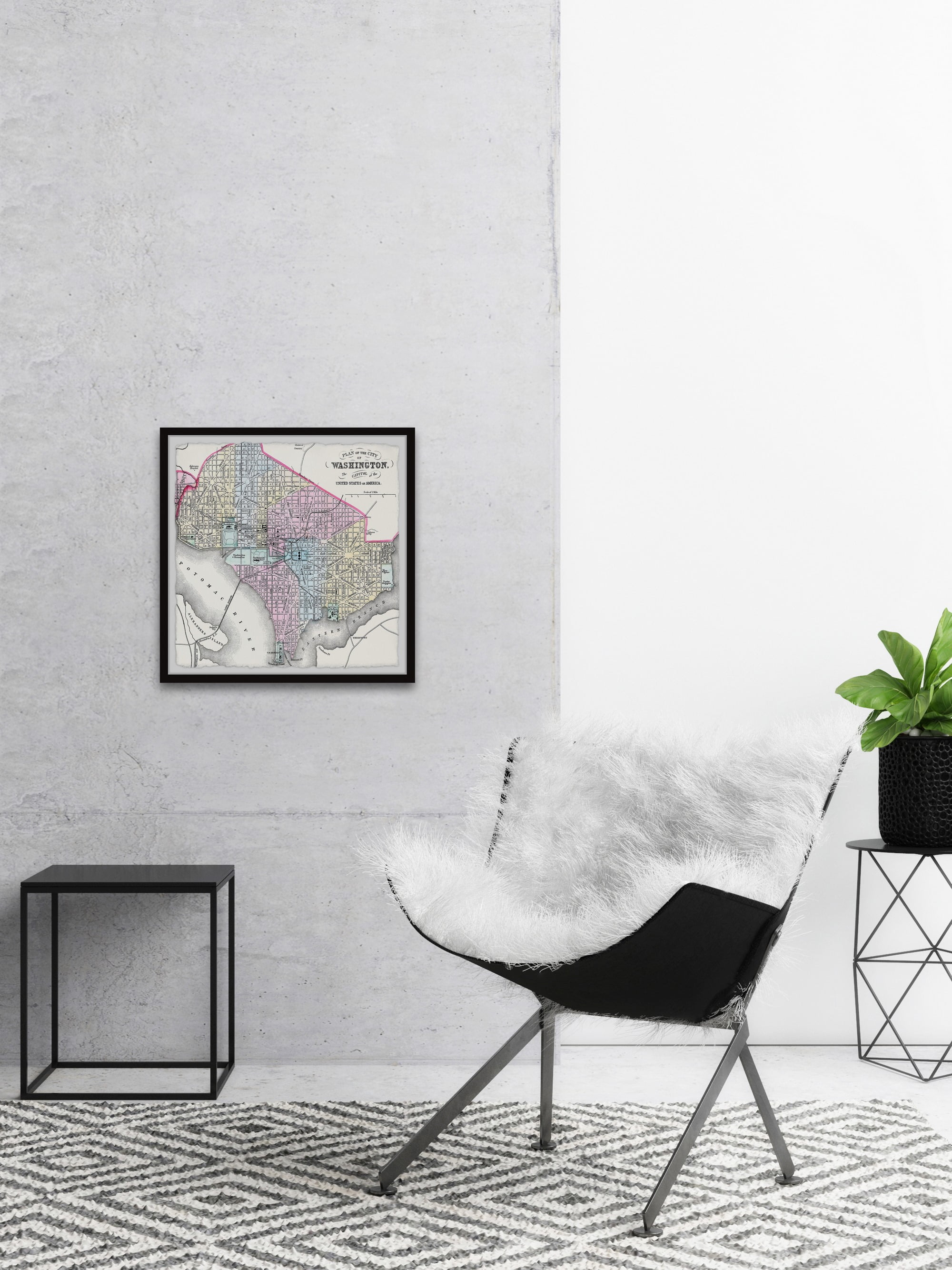 Marmont Hill Washington Colored Outline Framed Wall Art