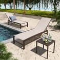 thumbnail image 2 of Pellebant  Outdoor 3-piece Aluminum Adjustable Back Chaise Lounge with Side Table Set Beige, 2 of 10