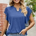 thumbnail image 4 of WIZUTIZ Womens Shirts Holiday Saving Cozy Style Holiday Beach Plus Tshirts Short Sleeve Cotton Soft Ladies Tops Plain V-Neck Plus Size Tshirt Cotton Blend Trendy Shirts Lightweight Solid Tee Blue L, 4 of 6