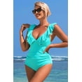 thumbnail image 6 of Beautyin Sexy Monokini Swimwear Womens Deep V Neck One Piece Swimsuits Retro Modest Bathing Suits Hollow Back, 6 of 7