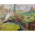 thumbnail image 2 of Darío de Regoyos 14x12 Black Ornate Wood Framed Double Matted Museum Art Print Titled: Pancorbo: Passing Train (1901), 2 of 5