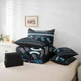 thumbnail image 5 of Homewish Est Sleep Football Bedding Comforter Set 7pcs for Kids, Soccer Sports Helmet Queen Bedding Sets, Black Teal Cartoon Reversible Queen Sheet Sets, Ultra Soft Bedroom Decor, 5 of 7