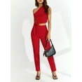 thumbnail image 4 of Canis One Shoulder Sleeveless Tops for Women with High Waist Straight Leg Pants, 4 of 9
