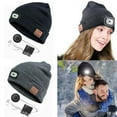 thumbnail image 3 of GENSHTS Bluetooth Beanie Hat with LED Headlight, Lighted Beanie Cap Rechargeable with Wireless Bluetooth Hands Free Head Hat Winter Warm Knit Cap, 3 of 10