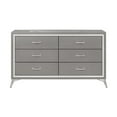 thumbnail image 2 of Benjara Sami 58 Inch Wide Dresser, 6 Drawers, Mirror Trim, Embossed Texture, Gray, 2 of 5