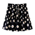 thumbnail image 3 of Mrat Women's Floral Print High Waist with Drawstring Ruffle FlaRed-A Boho a Line Mini Skirt S-39 Black L, 3 of 9