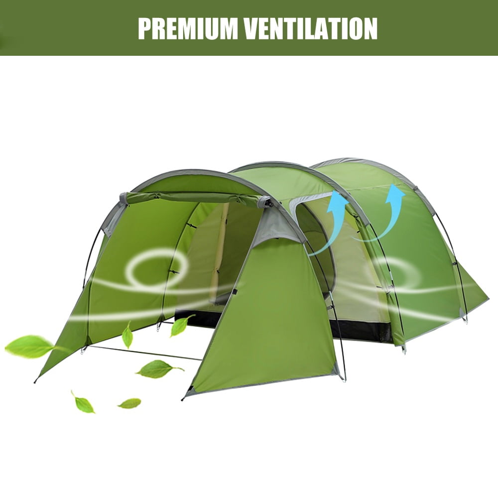 Tunnel Tent for Camping, 2WIN2BUY 3-4 Person Camping Tents with2 Rooms Design - Detachable Bedroom & Vestibule with Footprint, Easy Setup for Outdoor
