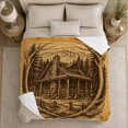 thumbnail image 5 of Rustic Log Cabin Antlers Pinecone, Peaceful Mountain Lake Scene, Warm Flannel Blanket for Cabin and Lodge with Detailed Artwork, Outdoor Lovers Christmas Gift, Festive Home Decor, 5 of 9