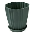 thumbnail image 2 of Green Plastic Plant Planter Decorative Edge Shape Water Catching Base Compact Size Easy Position Adjustment for Outdoor Balcony Herb Bonsai Small Flower Home Garden Storage Container, 2 of 7