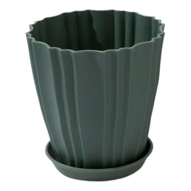 Pisexur Batería de cocina Macetas de plástico verdes para balcón, huerto, maceta verde con base para el hogar, suculentas, bonsáis, almacenamiento de plantas para la cocina del hogar