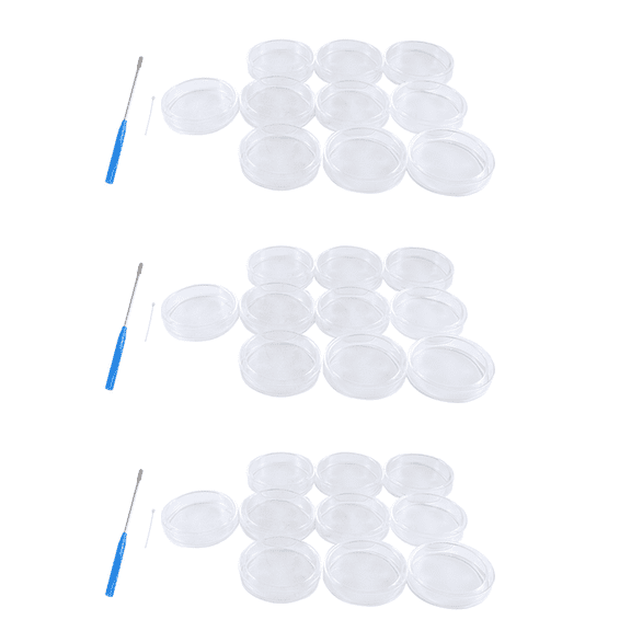 90 mm Glass Dishes, 30 Pcs Autoclavable Lab Plates with A Inoculation Loop, Autoclavable and Reusable