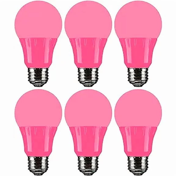Sunshine Lighting B3166985 Sunlite LED A19 Colored Light Bulb - E26 Base - 3W - 140 Lumens - Pink - Pack of 6