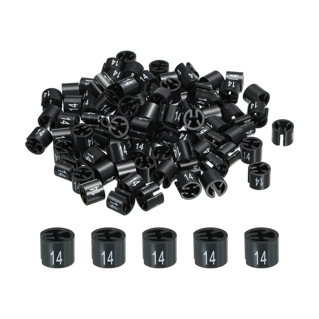 Unique Bargains Marqueur de Cintre à Vêtements Marqueur de Cintre Coloré Tailleur de Cintres Étiquette (Numéro 14, Noir), Lot de 100