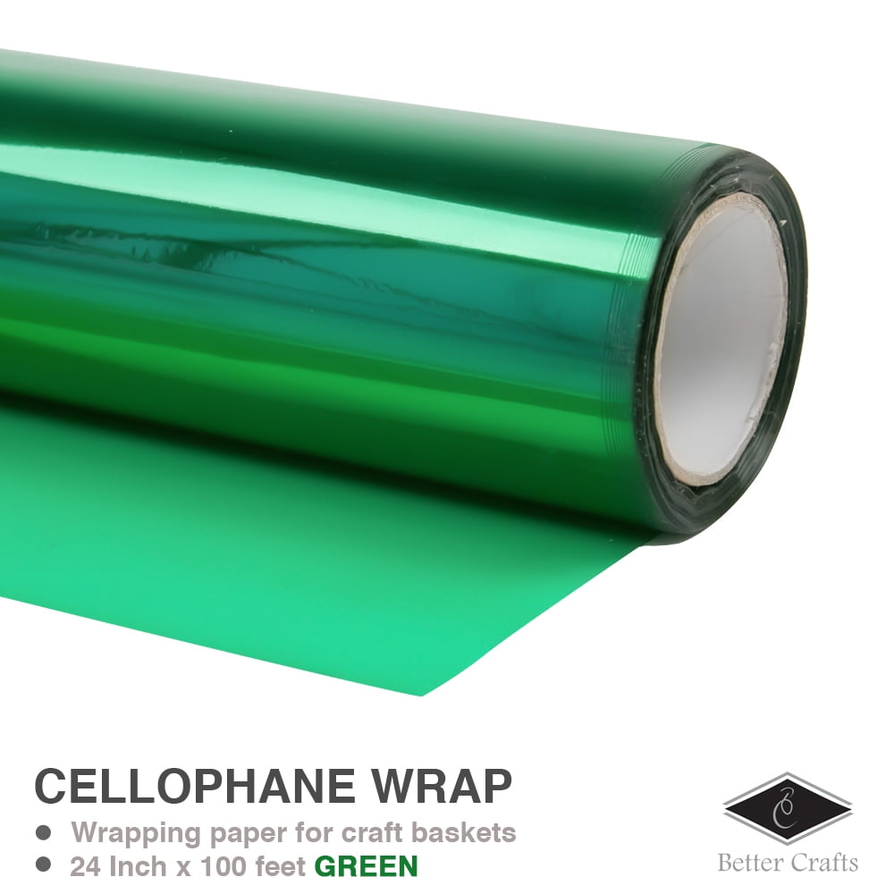 Cellophane Wrap 24Inch x 100Ft Clear Mylar Sheet Cellophane Roll Great Wrapping Paper for Craft Basket 