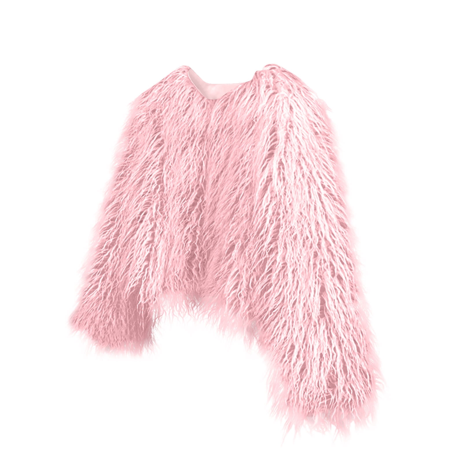 Hueook Faux Fur Vest Women Winter Solid Color Casual Extended Warm Jacket Pink 3X