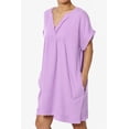 thumbnail image 3 of Robe Mini Babydoll en Gaze de Coton à Manches Courtes Col en V Décontractée pour Femmes, 3 of 7