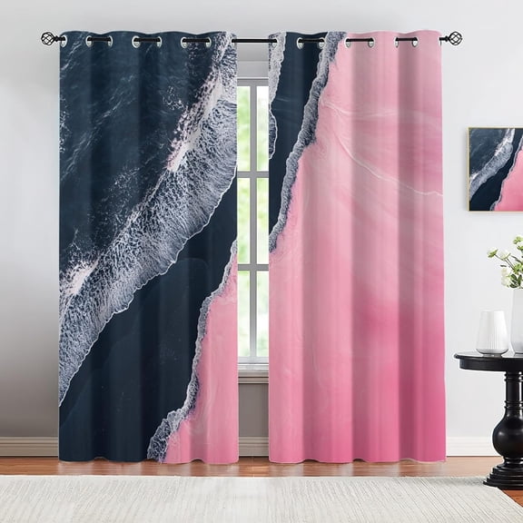 Blackout Curtains - Marble Curtains & Home Decor, Black And Pink Curtain For Windows, Drapes For Living Room, Grommet & 2 Panels, Nordic Abstract Bedroom Decor & Gifts 38"W x 54"L (Pack of 2)
