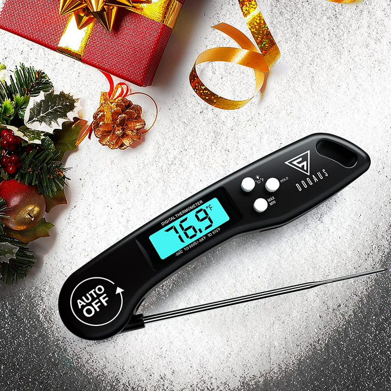 DOQAUS Meat Thermometer, Instant Read Food Thermometer with Backlit,Kitchen Thermometer  Probe for Grill, Turkey, BBQ(Black） 