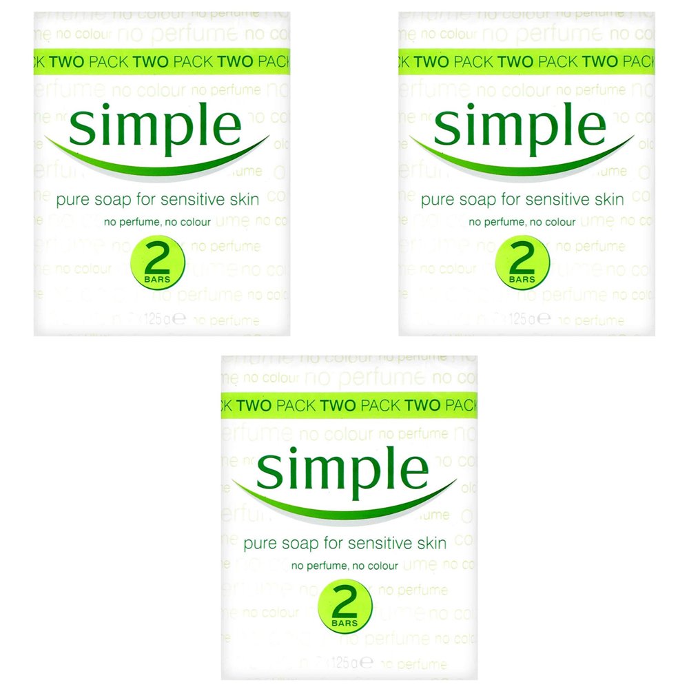 Pack of (3) Simple Pure Soap For Sensitive Skin for Women (Total 6 Qty