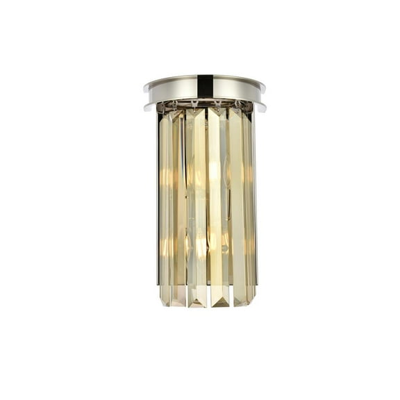 Urban Classic Sydney 2 light polished nickel Wall Sconce Golden Teak (Smoky) Royal Cut Crystal