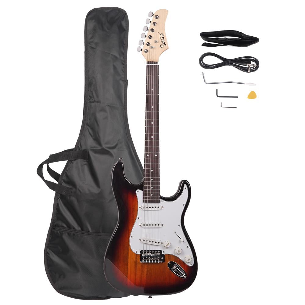 Glarry Rosewood Fingerboard 22 Frets Electric Guitar with Bag for Beginner, Brown
