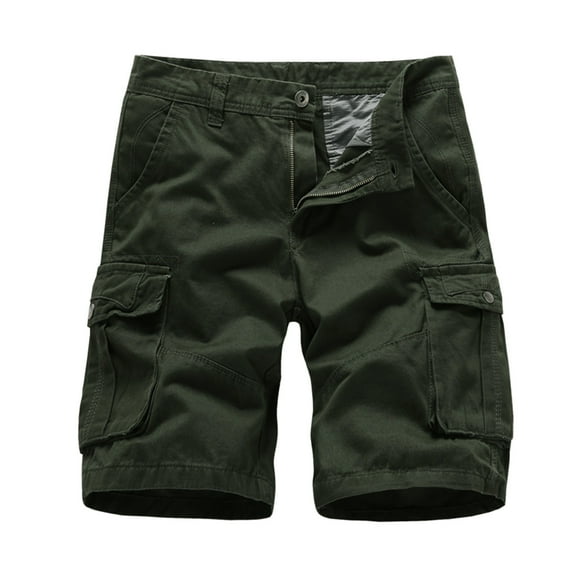 Outfmvch Cargo Pants For Men Mens Shorts Male Fashion Casual Solid Color Multi Pocket Zipper Buckle Outdoor Shorts Tooling Shorts Joggers For Men Army Green L