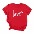 thumbnail image 6 of Guzom Womens Red Love Heart Graphic Crew Neck Rolled Short Sleeve Relaxed Fit Polyester Spandex Casual T-Shirt for Valentine's Day Daily Wear,Size S, 6 of 7