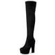 thumbnail image 1 of Botas de Tacón Alto de Bloque Sobre la Rodilla para Mujer Allegra K Negro 40, 1 of 8