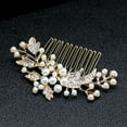 thumbnail image 2 of Namzi Bridal Flower Wedding Hair Pins Crystal Pearl Hair Combs Clips Headpiece Gold Wedding Hair Accessories Jewelry with Rhinestone for Brides Bridesmaids Women Girls (Gold), 2 of 2