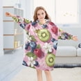 thumbnail image 5 of FORMRS Wearable Blanket Hoodie with Sleeves for Kids Cozy Flannel Sweatshirt, Pink Blueberries, 5 of 7