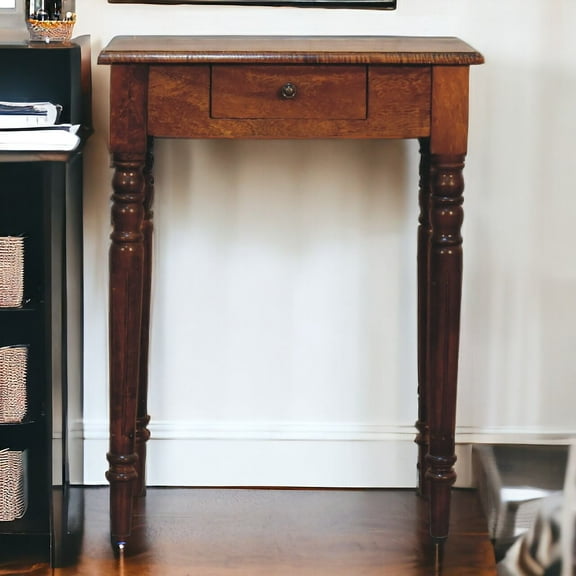 Office Desks Artisan Furniture Solid Wood Chestnut Turned Leg Writing Desk, 1-Drawer, Brown,Home Office Desks