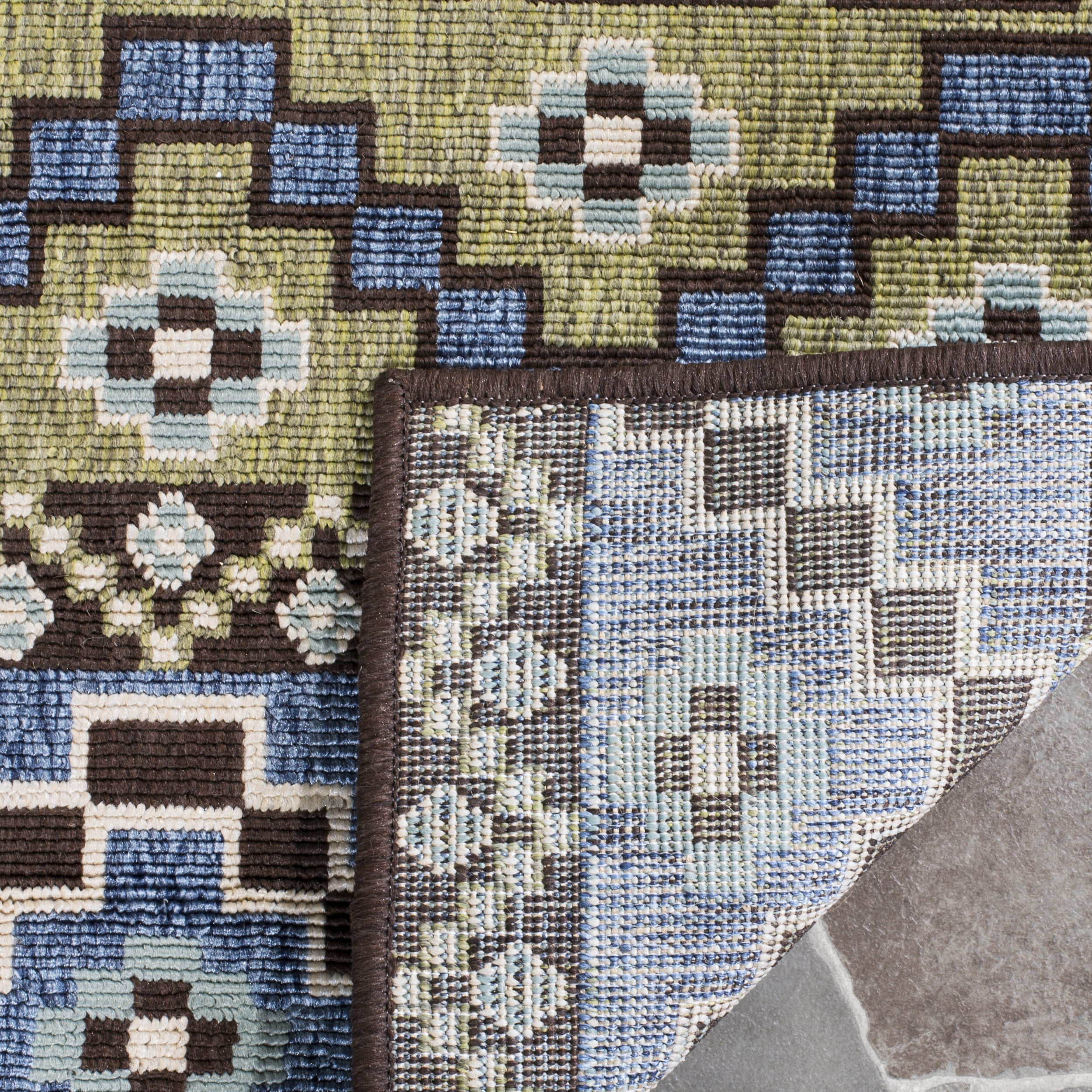 SAFAVIEH Veranda Luwig Southwestern Indoor/Outdoor Runner Rug, 2'3" x 12', Blue/Cream