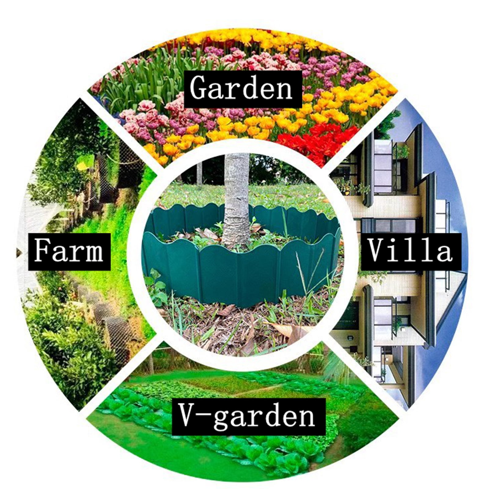 Bxaolu 10Pcs Garden Edging Border, 4.9Ft Plastic No Dig Landscape Borders, 5.5" Tall Interlock Decorative Gardens Fences Edging, Flexible Lawn Flower Bed Border, for DIY Patio Walkway Yard